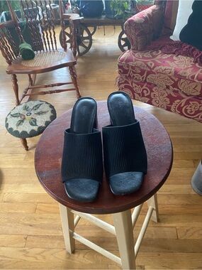 Quince Black Knit Slide Mules